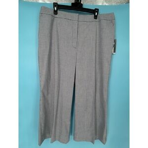 NWT Worthington Women's 16W Blue/white  Plaid Wide Leg Ankle Flat Front Pants